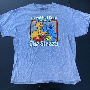 SESAME STREET "Everything I Know, I Learned on The Street" Gray T-Shirt - XL